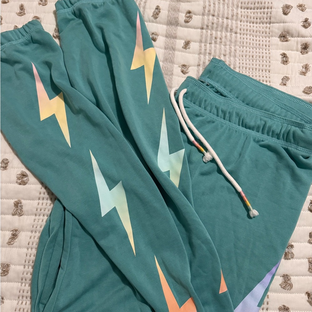 PJ Salvage Teal Lightning Bolt Jogger Pajama Set